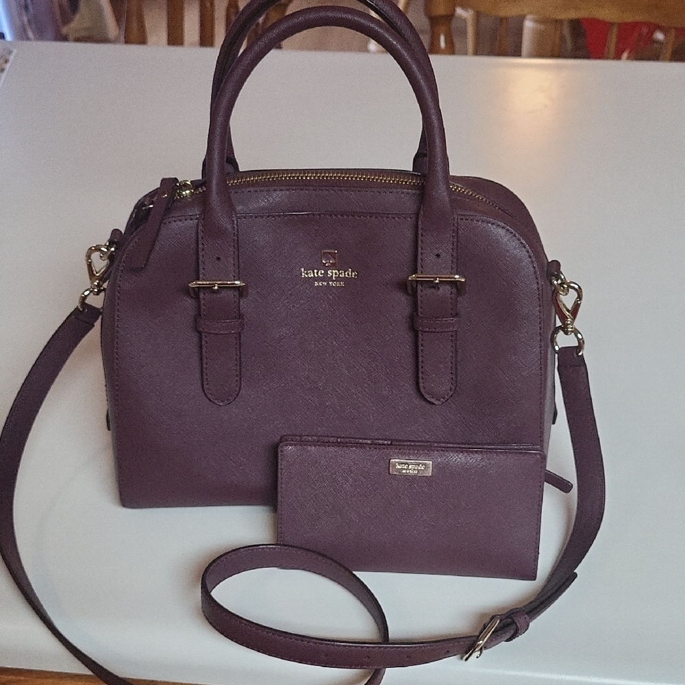 Kate Spade Plum Satchel and Wallet Set